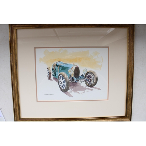 1412 - Ian McGowan (Br. Contemporary); Study of a Bugatti type 25 in French racing blue, watercolour, 28cm ... 