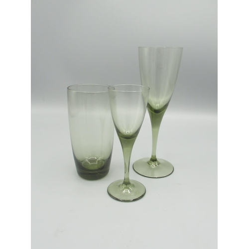 1416 - Collection of 1970s Willow Green drinking glasses to include wine, port, lemonade & liquors and matc... 