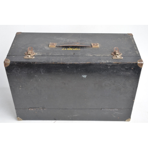 1376 - Wood joiners tool box, with painted name J.Drewell