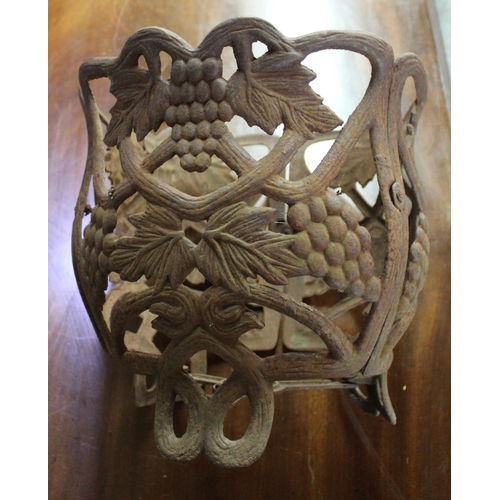 1407A - A Victorian cast planter with grape design H30cm