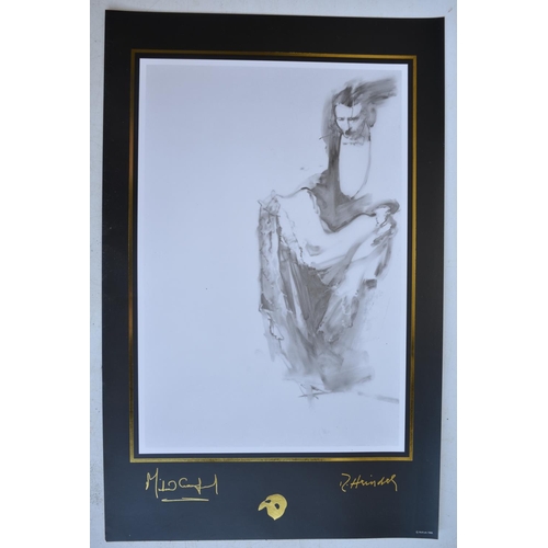 724A - 2 rare Phantom Of The Opera prints to include black and white charcoal type print with gold foil blo... 