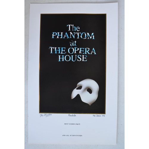 724A - 2 rare Phantom Of The Opera prints to include black and white charcoal type print with gold foil blo... 