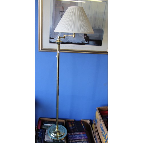 808 - Brass floor lamp, Jack Vettriano print and a wrought metal starburst convex wall mirror (3)