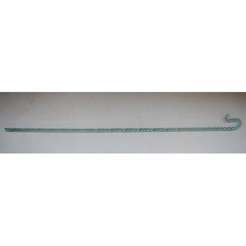 699 - Spiral pattern light blue glass cane, length 137cm