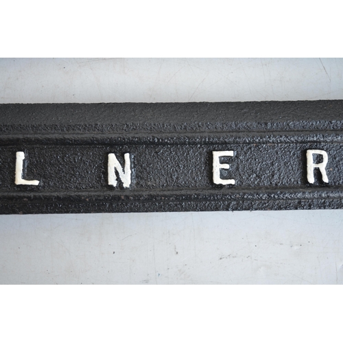 12 - Original cast iron vintage LNER station fire grate front, overall size 56.7x40.4cm