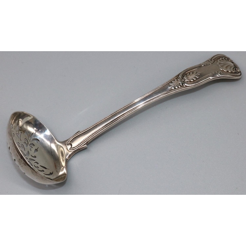 1089 - George 111 hallmarked silver Queens pattern sifter spoon, possibly Thomas Wallis (II) & Jonathan Hay... 