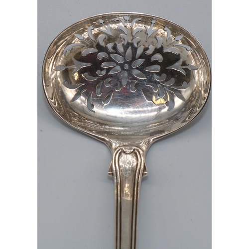 1089 - George 111 hallmarked silver Queens pattern sifter spoon, possibly Thomas Wallis (II) & Jonathan Hay... 