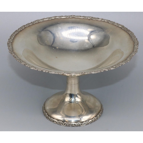 1087 - George V hallmarked silver pedestal bon bon dish, with scroll cast borders on tapering circular base... 