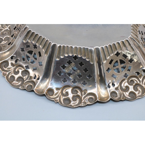 1088 - Pair of Victorian hallmarked silver oval pierced bon bon dishes with scroll borders, by Miller Broth... 