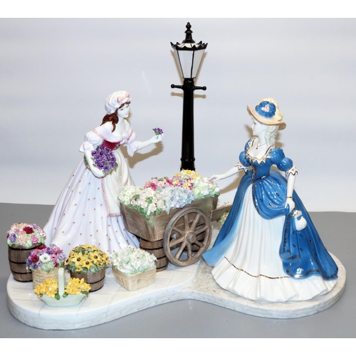 1130 - Large Coalport figure group, The Flower Seller, designed by Sue McGarrigle, limited edition 18/250, ... 