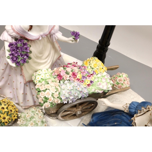 1130 - Large Coalport figure group, The Flower Seller, designed by Sue McGarrigle, limited edition 18/250, ... 