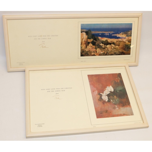 1274 - After Edward Seago (British 1910-1974); Porto Cervo and Roses, two Christmas cards, both signed Ted,... 