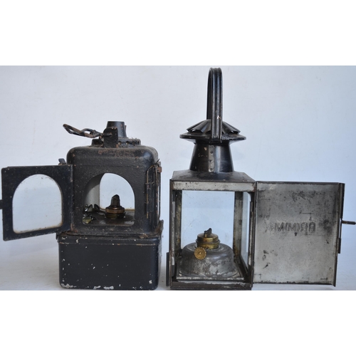 39 - Three vintage railway lamps to include BR(M) half round lamp by Lamp Manufacturing & Railway Supplie... 