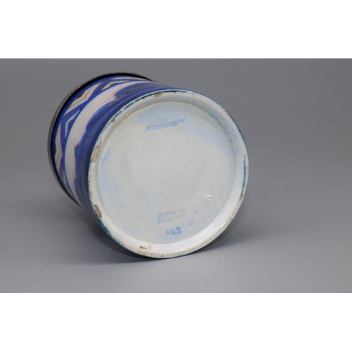 1146 - Moorcroft Pottery: Blue Dawn condiment pot, with cover and spoon, impressed marks, H8cm