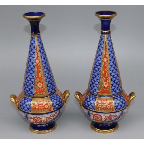 1140 - William Moorcroft for James Macintyre & Co: pair of twin handled Aurelian design vases, printed mark... 