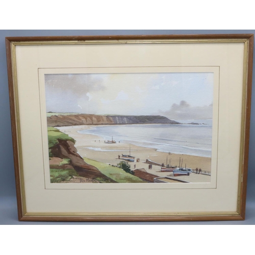 1275 - Don Micklethwaite (British 1936 -); Filey Bay, watercolour hieghtened with white, signed in pencil, ... 