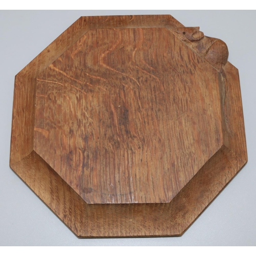 1372 - Robert Mouseman Thompson of Kilburn - an oak octagonal teapot stand, carved with signature mouse, D2... 