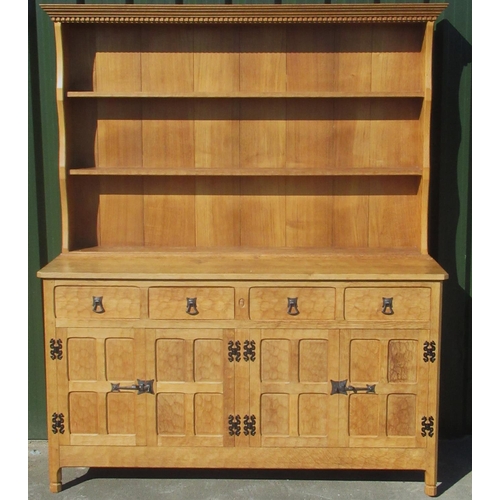 1352 - Alan Acornman Grainger, Acorn Industries Brandsby - a bespoke adzed panelled oak dresser, three tier... 