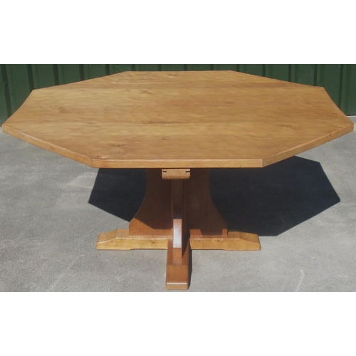 1353 - Derek Fishman Slater of Crayke - a large octagonal oak dining table, pegged adzed top on cruciform c... 