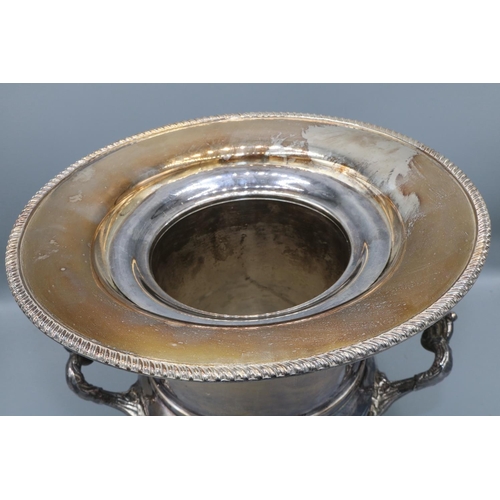 1084 - Regency style silver plated two handled urn shaped Champagne cooler, with gadrooned rim on stepped c... 