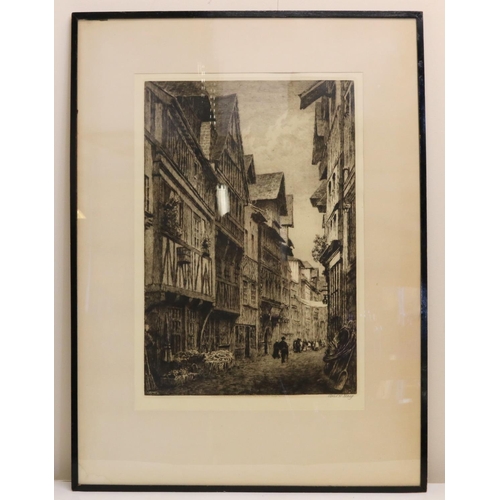 1284 - Axel Herman Haig (Swedish 1835-1921); A Street in Lisieux Normandie' monochrome etching, signed in p... 