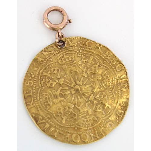 1095 - C16th Flemish imitation Edward IV gold ryal (Rose Noble), obv. armoured King in ship above rose, lio... 