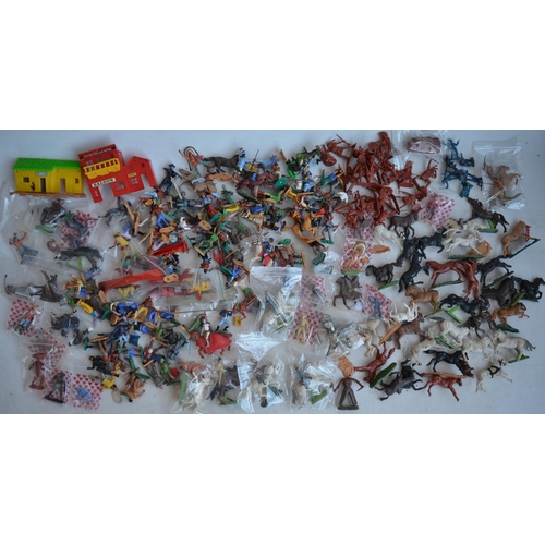 295 - Extensive collection of plastic toy figures, mostly Cowboys and Indians to include Timpo, Britain's ... 