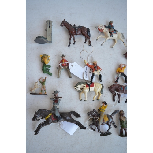 297 - Collection of vintage metal and lead cast figures to include Britain's, Cherilea (including a very r... 