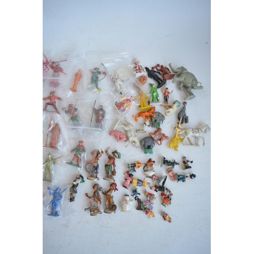 299 - Collection of mostly plastic toy figures to include vintage Marx nursery rhyme characters, crescent ... 