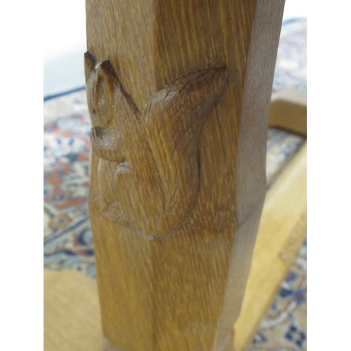 1370 - Wilf Squirrel Man Hutchinson  - an oak coffee table, adzed rectangular top on octagonal tapering end... 