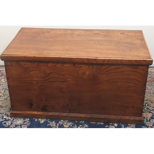 1337 - Victorian elm rectangular blanket box, with hinged lid,  interior candle box and metal carry handles... 