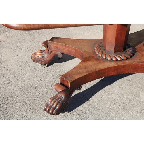 1307 - Unusual C19th mahogany extending dining table, two side table ends with swivel tops on faceted taper... 