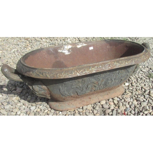 1399 - Cast metal Roman Bath shaped garden planter, W70cm  D38cm H20cm