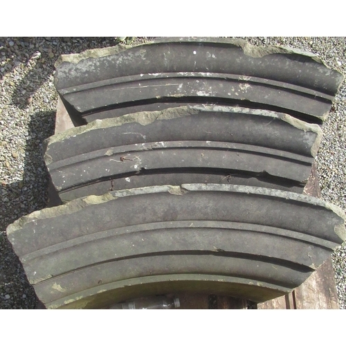 1395 - Three stone arch crestings, approx. W78cm D38cm H23cm (3)