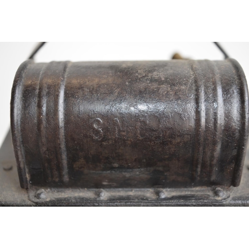 48 - Albert Butine SNCF French railway carbide lantern, circa 1920-30s. Fixed carry handle, stamped top a... 