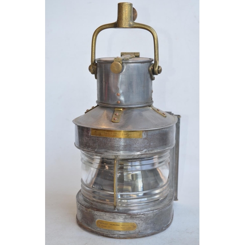 62 - Attractive vintage marine masthead Patt.25A oil lamp by the Birmingham Engineering Company Ltd. Heig... 