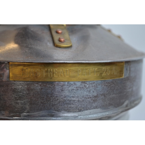 62 - Attractive vintage marine masthead Patt.25A oil lamp by the Birmingham Engineering Company Ltd. Heig... 