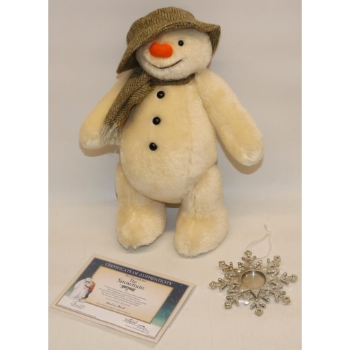 110 - Merrythought/Danbury Mint: The SnowmanTM limited edition soft toy, with snowflake ornament set with ... 