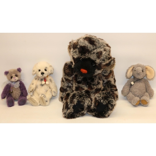 113 - Charlie Bears: three Minimo Collection soft toys: Old Faithful,  Polka Dot, and an elephant, and a l... 