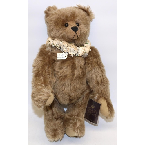 119 - The Cotswold Bear Co 'Snowdrop', brown fur and floral collar, H35cm