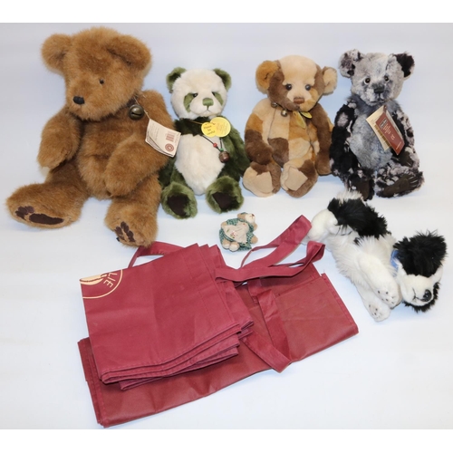 137 - Three Charlie Bears: Philip CB114748B, Humble CB61692, Mistletoe CB614989; Boyds teddy bear 'Richard... 