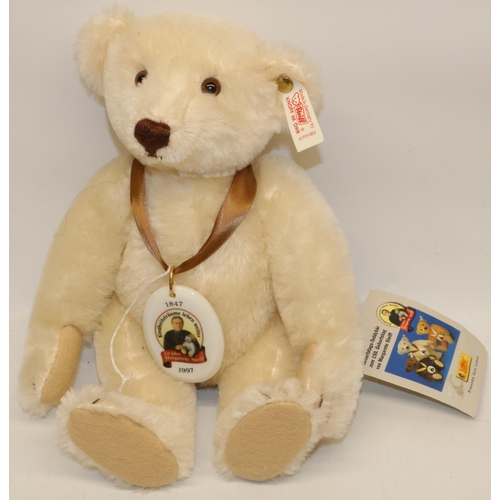23 - Steiff Margarete Steiff 150 Anniversary teddy bear, white mohair, H28m