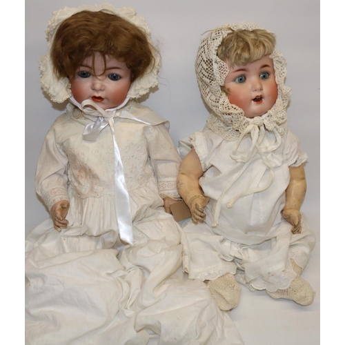 262 - Two German bisque head dolls, largest marked 'Made in Germany 10', max. H63cm