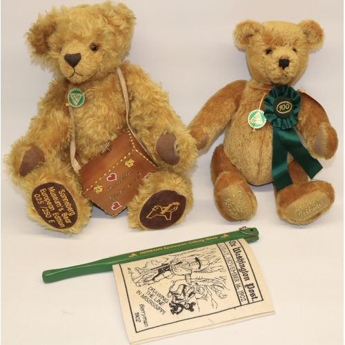 64 - Two Hermann blonde mohair bears, including a Sonneberg Museums bear with music box