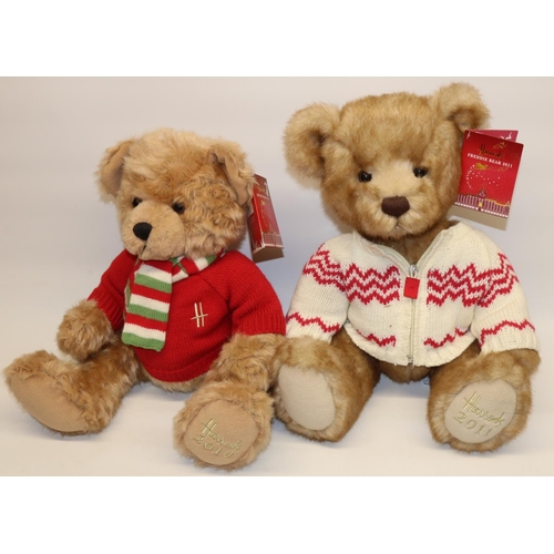 70 - Two Harrods Christmas teddy bears: Archie 2010, and Freddie 2011