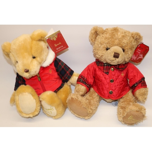 71 - Two Harrods Christmas teddy bears: Jasper 2014, and Bertie 2017