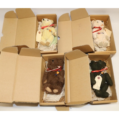 85 - Ashton-Drake Galleries: ten vintage style teddy bears, max. H19cm, and a doll with Winnie the Pooh o... 