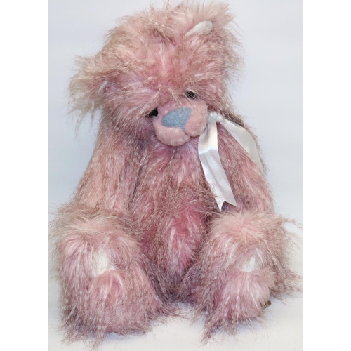 93 - Kaycee Bears, designed by Kelsey Cunningham: Ellie-May, teddy bear with long pink fur, H50cm