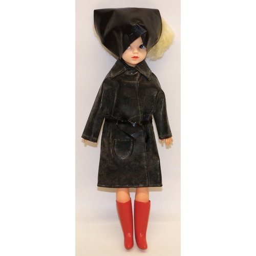 204 - Sindy doll wearing 1963 'Shopping in the Rain' outfit, missing oranges