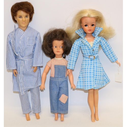 207 - Sindy; Paul 1968 in Off to Bed outfit, head stamped Made in Hong Kong, 1960s Patch in Dungarees, hea... 